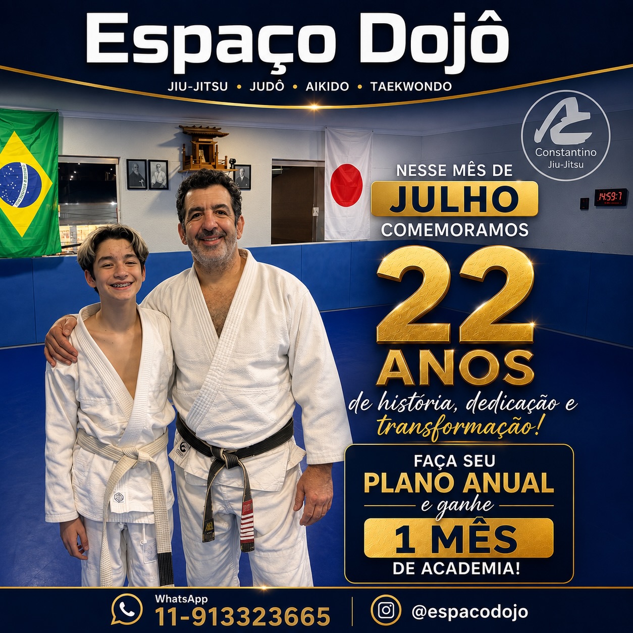 Em julho de 2004, mais precisamente no dia 28, inauguramos o nosso Dojô com aulas de jiu-jitsu.
Em seguida vieram o Judô, Aikido, Taekwondo e Muay -Thai .
Gratidão a todos 🥋🙏
Que venham mais 20, 30 anos de Dojô, enquanto Deus permitir 🙏
Juntos somos mais fortes 🥋
@judomagokoro
@adrianosantos_autor
@mazurek.taekwondo
@carlao.spartanojiujitsu
#jiujitsu #judo #aikido #taekwondo
#constantinojiujitsu